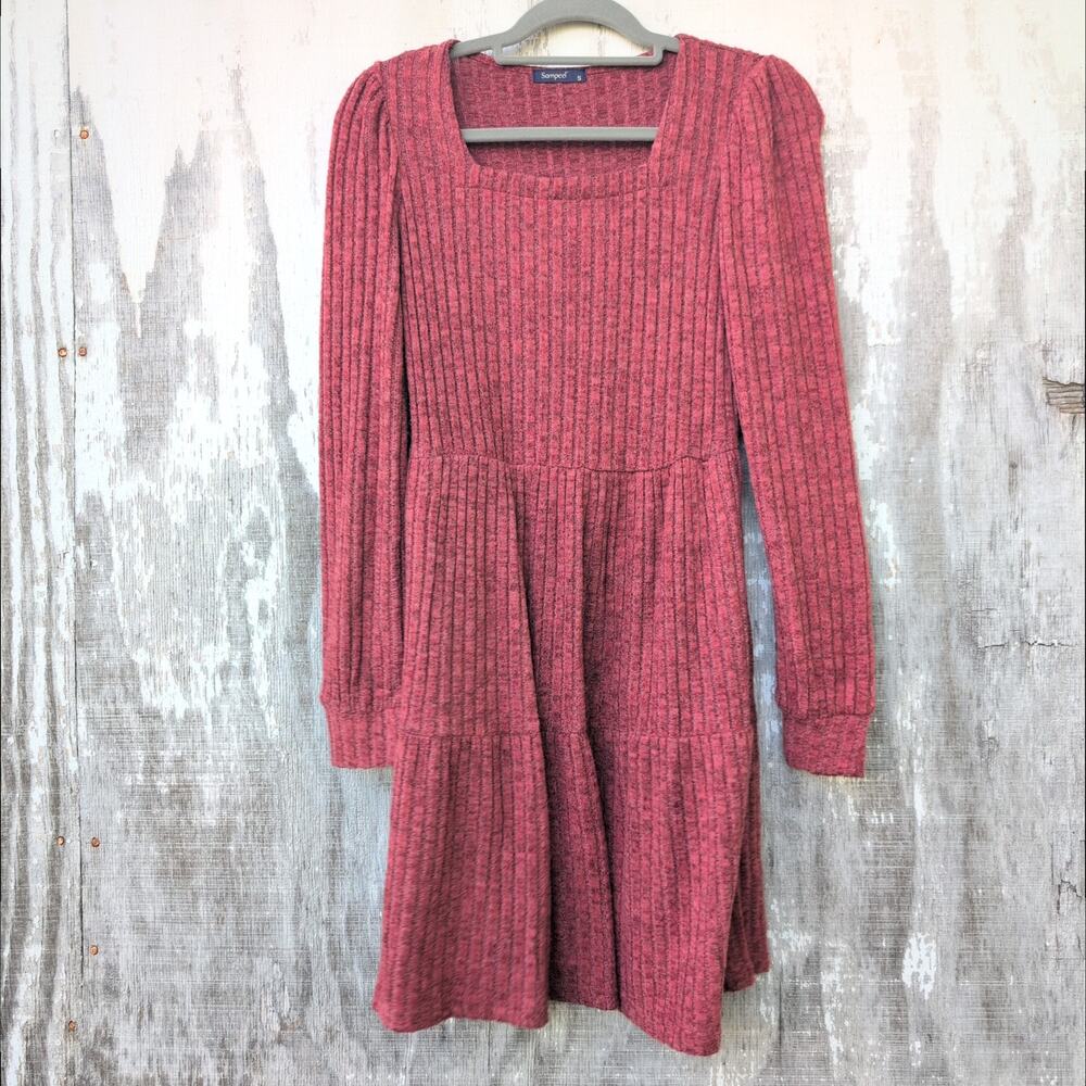 Sempeel Tiered Autumn Dress Women's Small KneeLength Pockets SoftGirl Minimalist
